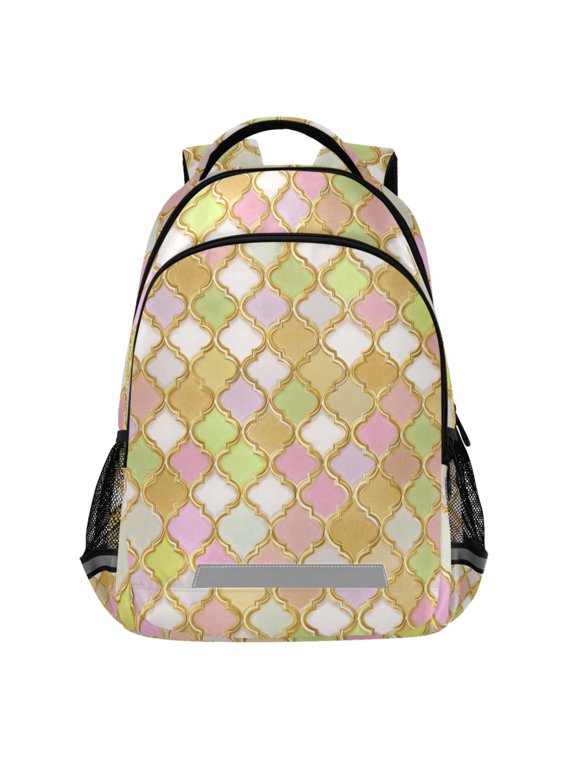 Pastel Moroccan Pattern Backpack Elementary School Bags Student Bookbag Travel Rucksack