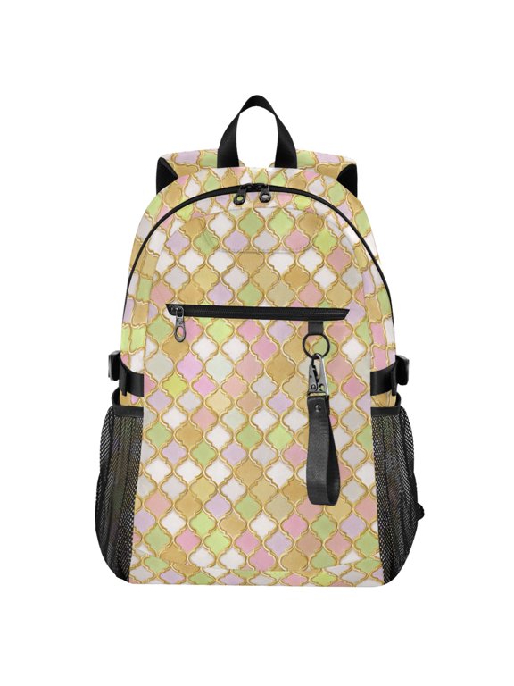 Pastel Moroccan Pattern School Backpack Travel Laptop Bag College Bookbag Casual Daypack for Women Men