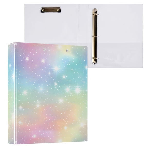 ALAZA Pastel Rainbow Gradient Hardcover 3 Ring Binder 1.5" D-Rings with Interior Pockets Binders School 1 PC