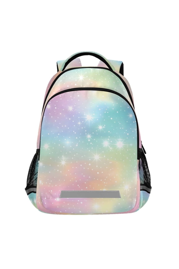 Pastel Rainbow Gradient Pattern Backpack Elementary School Bags Student Bookbag Travel Rucksack