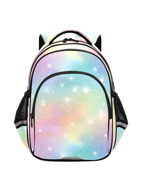 Pastel Rainbow Gradient School Backpack Elementary Bag Student Bookbag Travel Rucksack