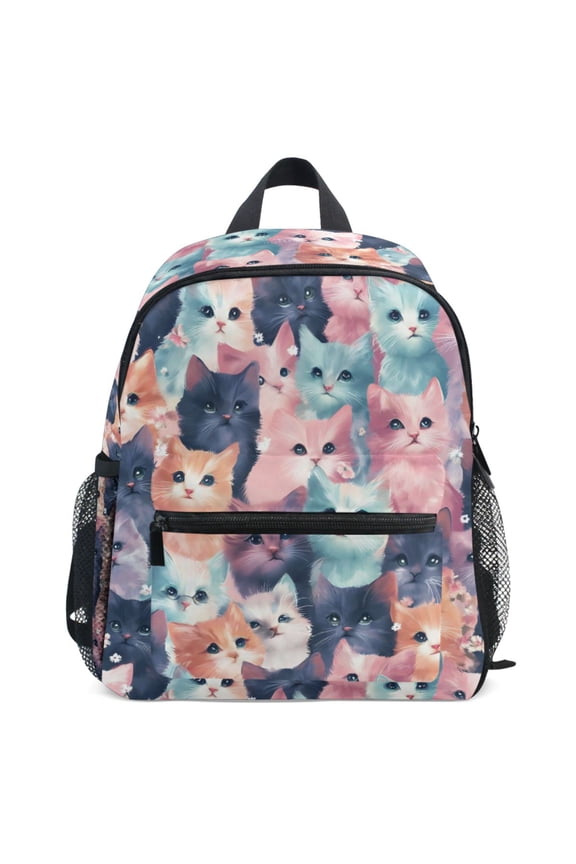 Pastle Cute Cat Pattern School Backpack Student Bookbag Mini Bag