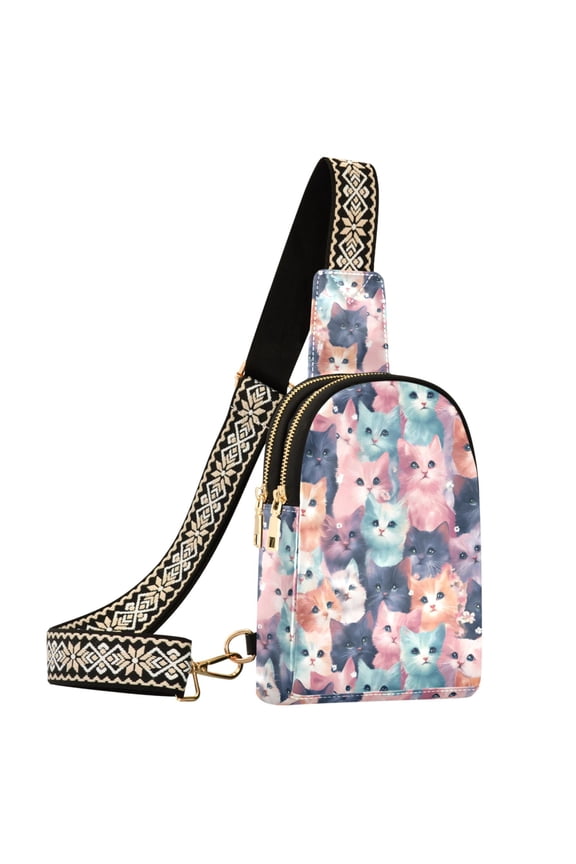 Pastle Cute Cat Sling Bag for Women Men Waterproof Crossbody Chest Bags