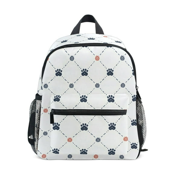 ALAZA Paw Flower Checkered School Backpack Small Bookbag Mini Bags
