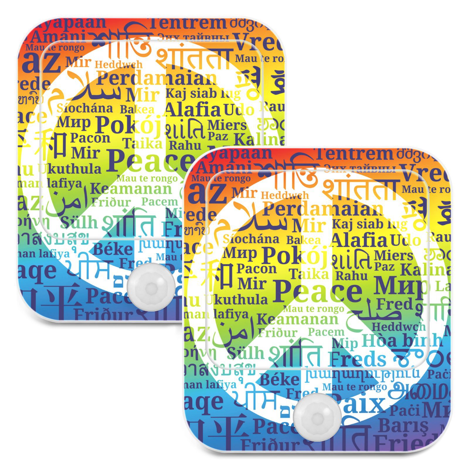 ALAZA Peace Sign Different Languages Of The World on Rainbow Cute Night