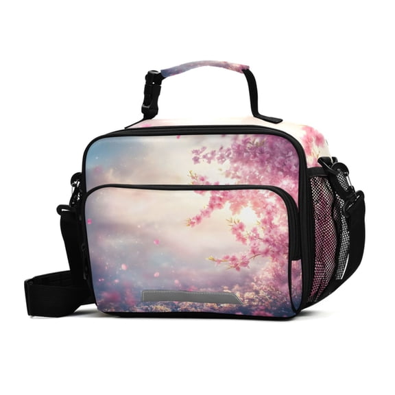 ALAZA Peach Floral Sunset Lunch Box Insulated Cooler Bag Reusable Tote Bags Shoulder Strap