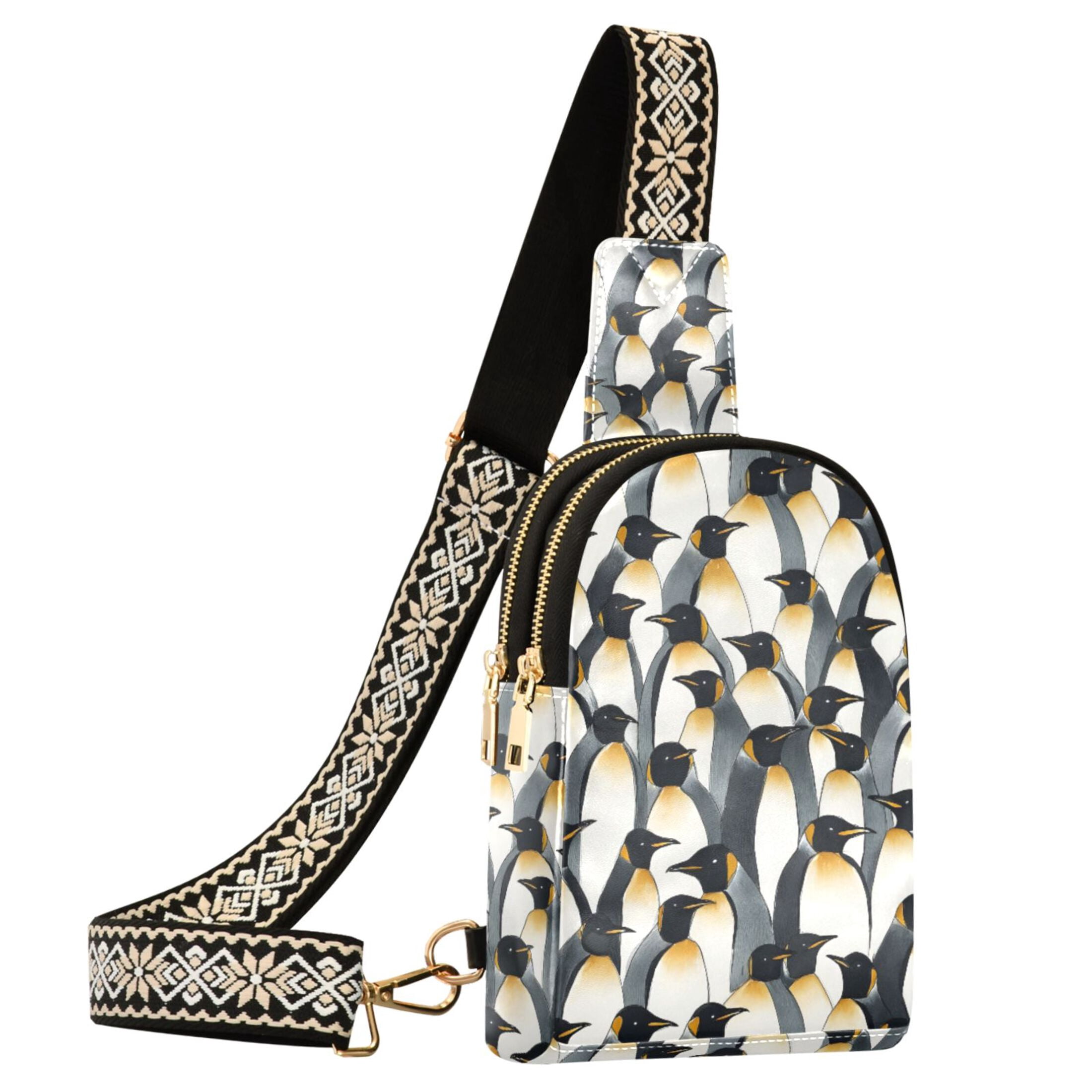 ALAZA Penguins Pattern Sling Bag for Women Men Waterproof Crossbody Chest Bags