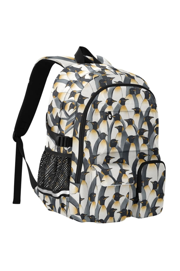 Penguins Print Student Backpack School Bookbag Large Laptop Daypack Travel Bag