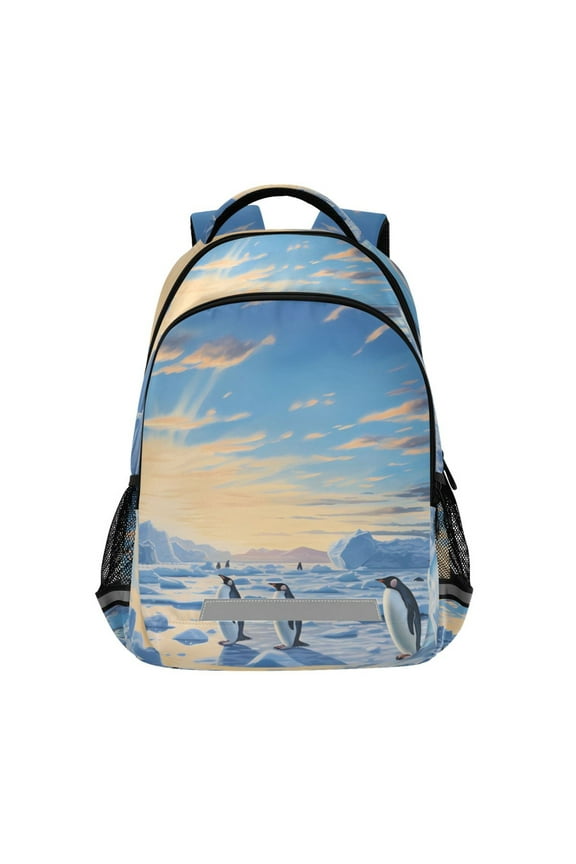 Penguins on Snow Backpack Elementary School Bag Bookbag Travel Rucksack