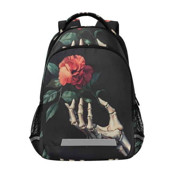 ALAZA Peony Flower on Hand Backpack Elementary School Bag Bookbag Travel Rucksack