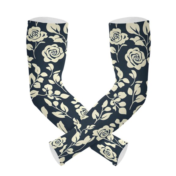 ALAZA Peony Flowers on Black UV Sun Protection Arm Sleeves UPF 50+ Compression Cooling Sleeve 1 Pair