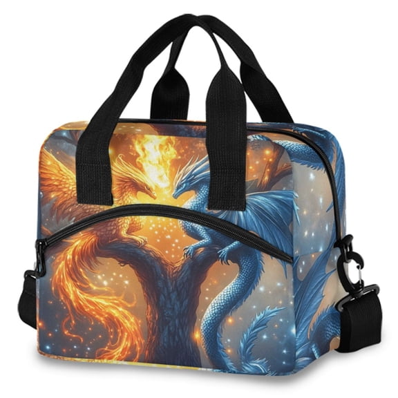 ALAZA Phoenix Ice and Fire Insulated Lunch Box Large Reusable Cooler Bag with Shoulder Strap