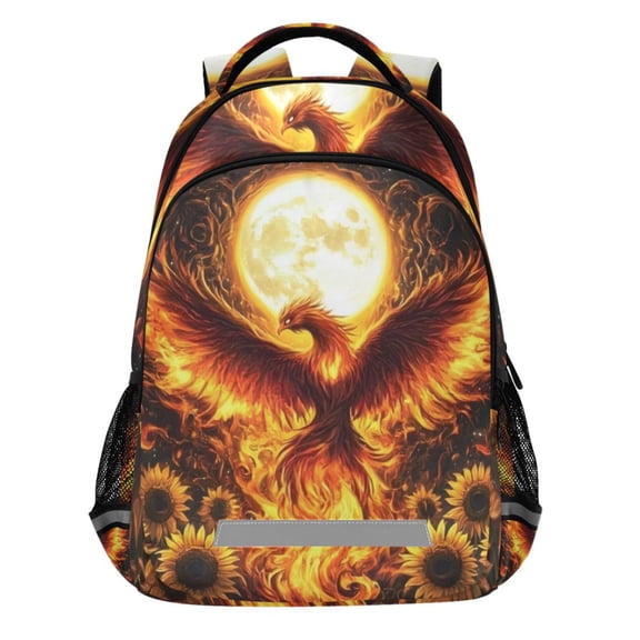 ALAZA Phoenix Sunflower Pattern Backpack Elementary School Bags Student Bookbag Travel Rucksack