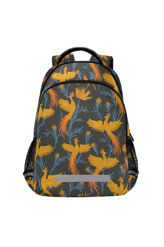 Phoenix Yellow Pattern Backpack Elementary School Bags Student Bookbag Travel Rucksack