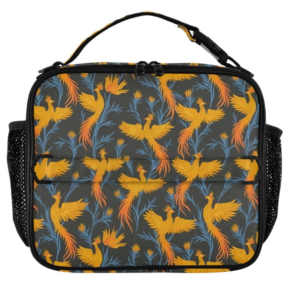 ALAZA Phoenix Yellow Pattern Insulated Lunch Box Lunch Bag Cooler Tote with Shoulder Strap