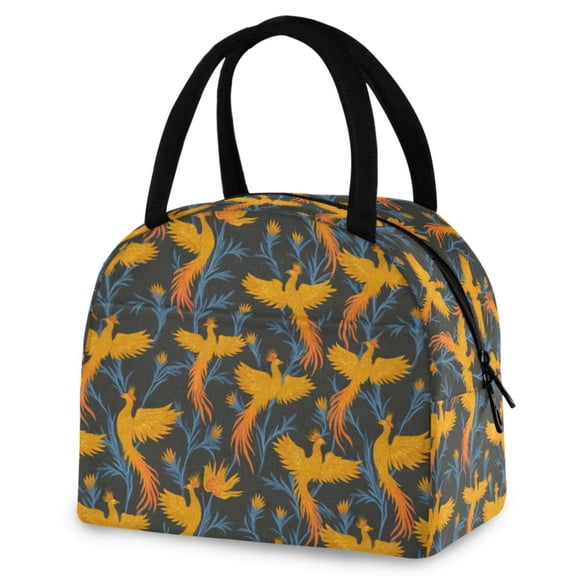 ALAZA Phoenix Yellow Pattern Insulated Lunch Box Reusable Cooler Tote Bag Work Office Picnic