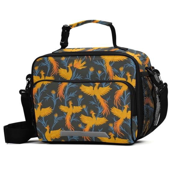 ALAZA Phoenix Yellow Pattern Lunch Box Insulated Cooler Bag Reusable Tote Bags with Shoulder Strap