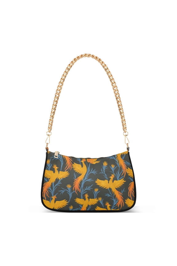 Phoenix Yellow Pattern Women's Chain Shoulder Bag Hobo Handbag Tote Crossbody Purse