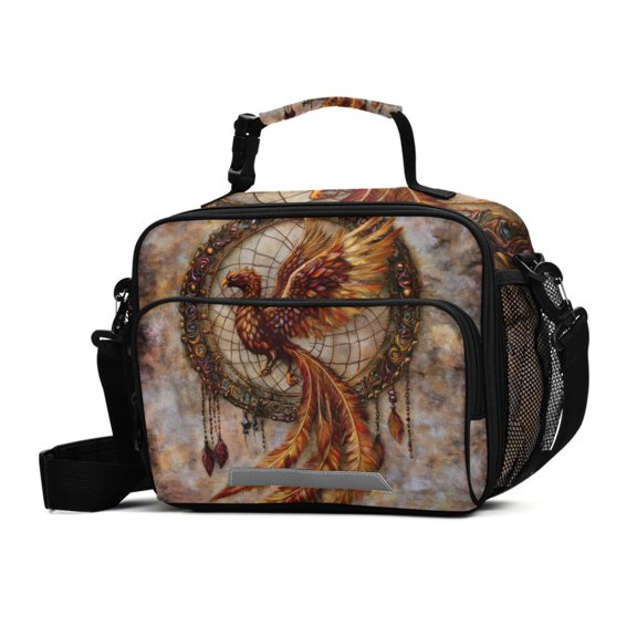ALAZA Phoenix with Feather Lunch Box Insulated Cooler Bag Reusable Tote Bags Shoulder Strap