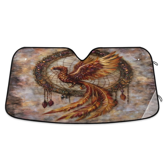 ALAZA Phoenix with Feather Windshield Sun Shade Car Foldable Sun Visor Block UV Rays Protector 55"x27.6"
