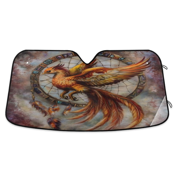 ALAZA Phoenix with Retro Feather Windshield Sun Shade Car Foldable Sun Visor Block UV Rays Protector 53"x23.5"