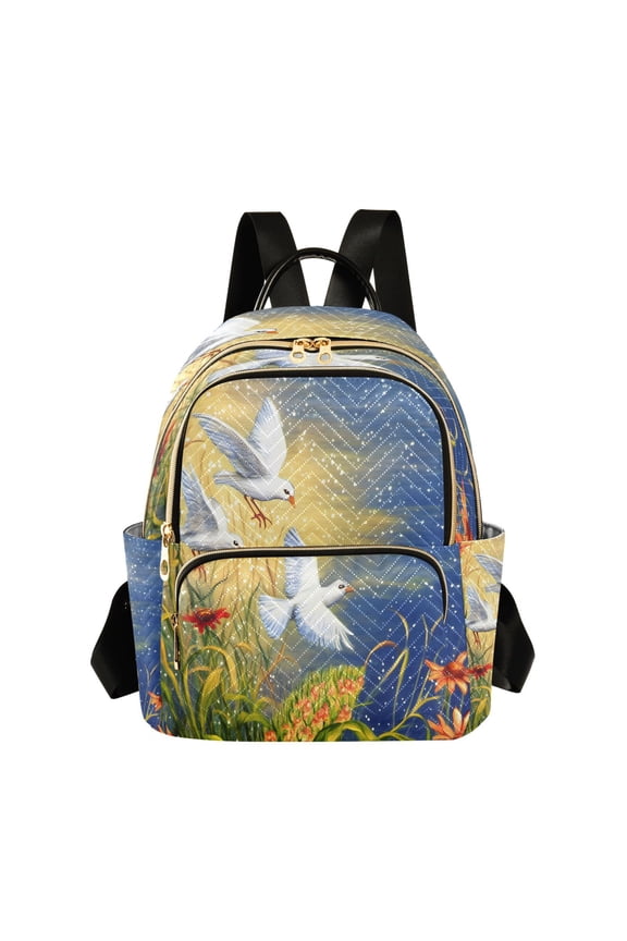 Pigeon Oil Paint Womens Travel Laptop Backpack Large Daypack Ladies Shoulder Bags S