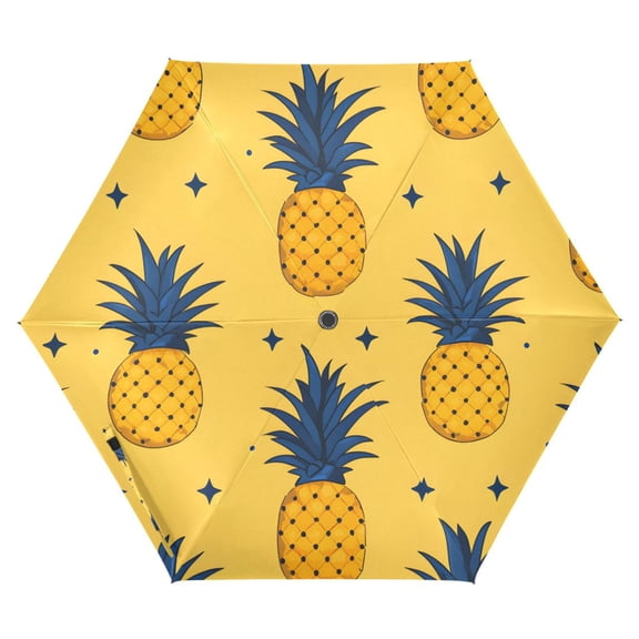 ALAZA Pineapple Fruit UPF 50+ Compact Folding Umbrella for Rain Travel Umbrella Packable
