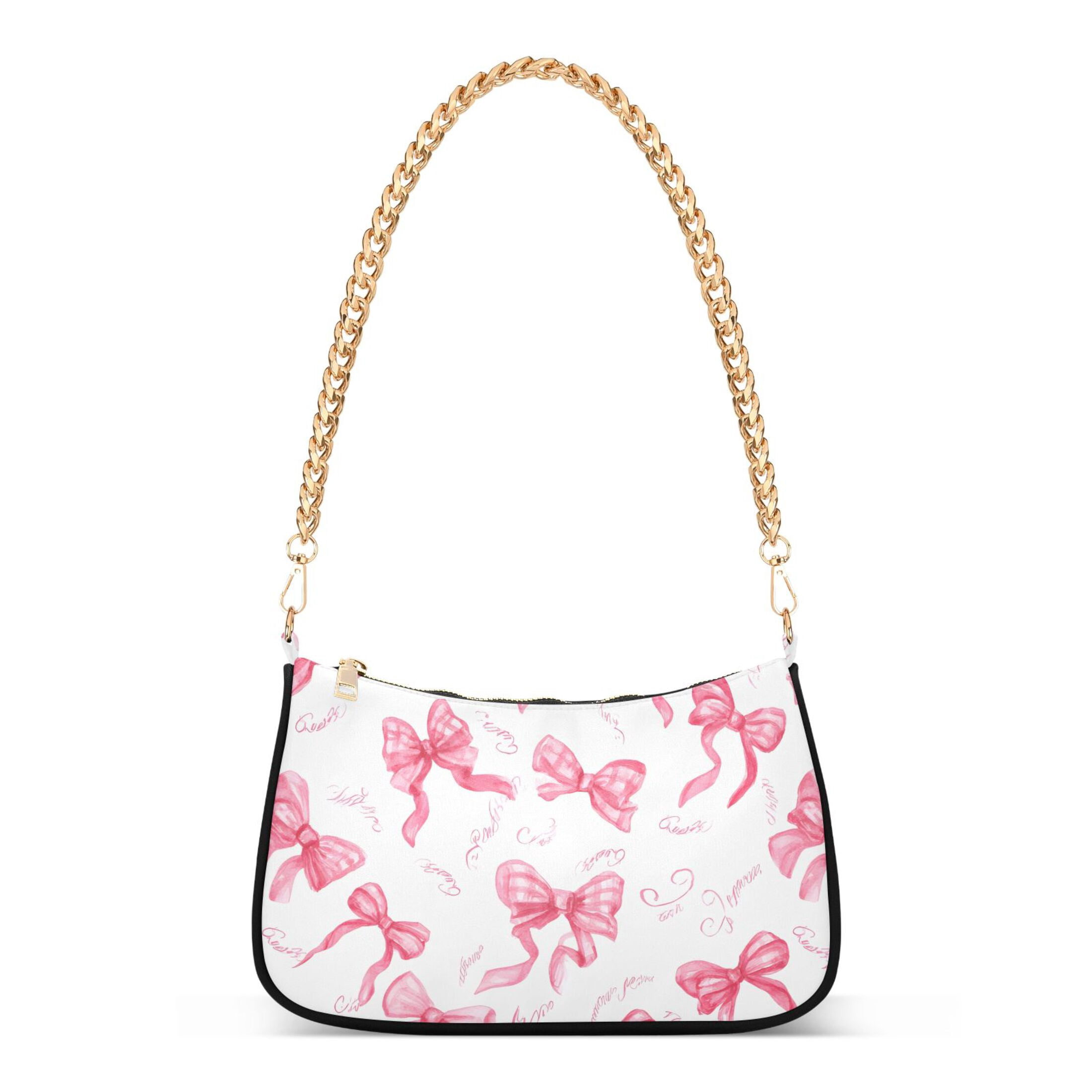 ALAZA Pink Bows Women's Chain Shoulder Bag Hobo Handbag Tote Crossbody Purse