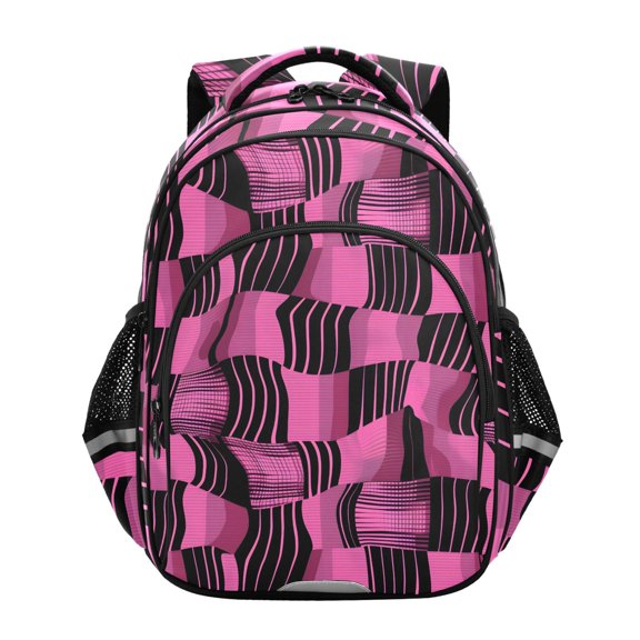 ALAZA Pink Checkered Grid Art Pattern School Backpack Elementary Bag Bookbag Travel Rucksack