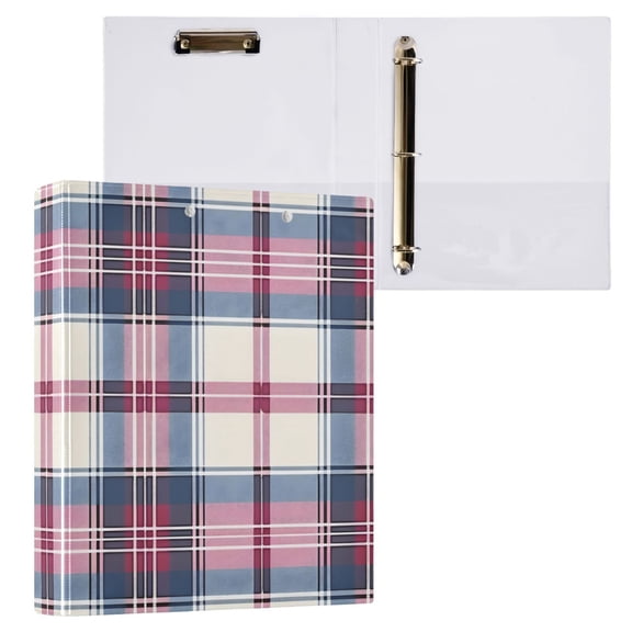 ALAZA Pink Checkered Grid Pattern Hardcover 3 Ring Binder 1.5" Round Rings Interior Pockets Binders Organizer 1 Pack