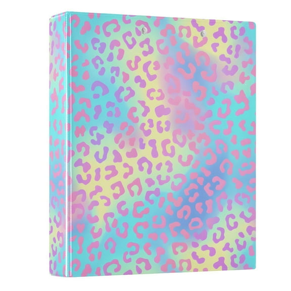 ALAZA Pink Cheetah Print Leopard Rainbow 3 Ring Binder 1.5 Inch Three Ring Office Binders w/ clipboard & 3 pockets, Hold 200 Sheets, 1 pc