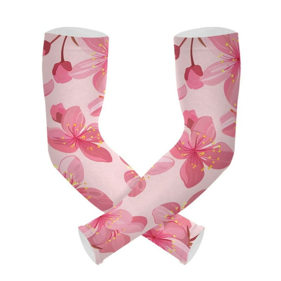 ALAZA Pink Cherry Blossoms Flower UV Sun Protection Arm Sleeves UPF 50+ Compression Cooling Sleeve 1 Pair