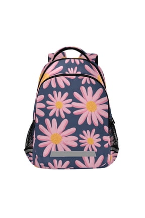 Pink Daisy Floral Backpack Elementary School Bag Bookbag Travel Rucksack