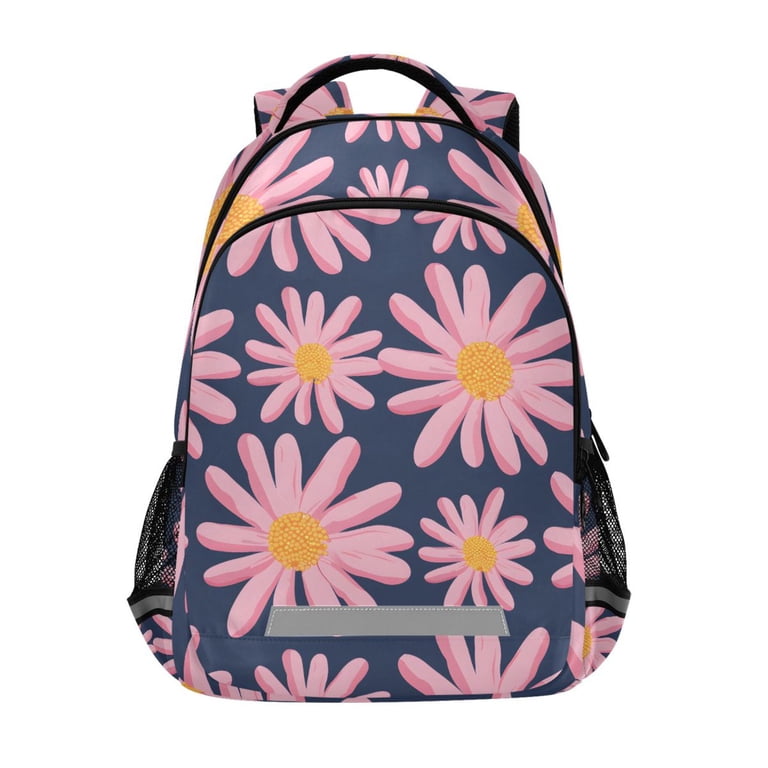 ALAZA Pink Daisy Floral Backpack Elementary School Bag Bookbag