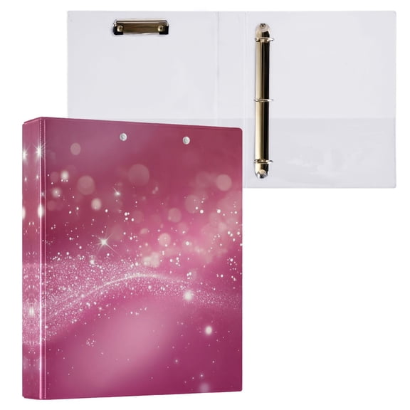 ALAZA Pink Glittery Hardcover 3 Ring Binder 1.5" D-Rings with Interior Pockets Binders School 1 PC