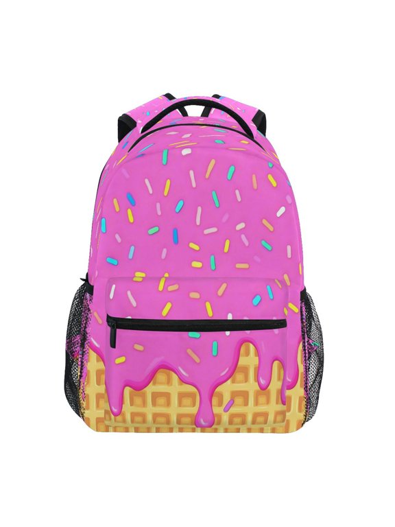 Pink Ice Cream Pattern Kids School Backpack Elementary Student Bookbag Laptop Bags Travel Daypack for Girls Boys