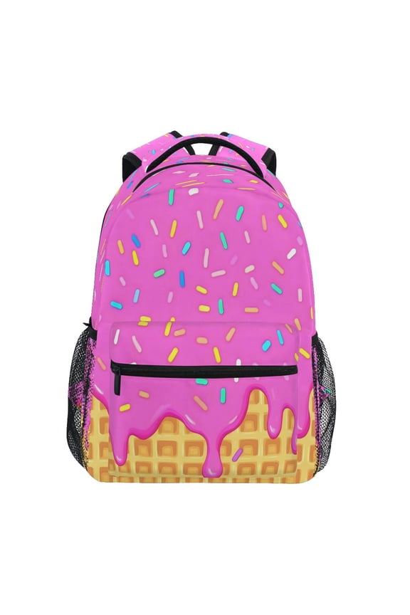 Pink Ice Cream Pattern School Backpack Elementary Stylish Bookbag Laptop Bags Travel Daypack