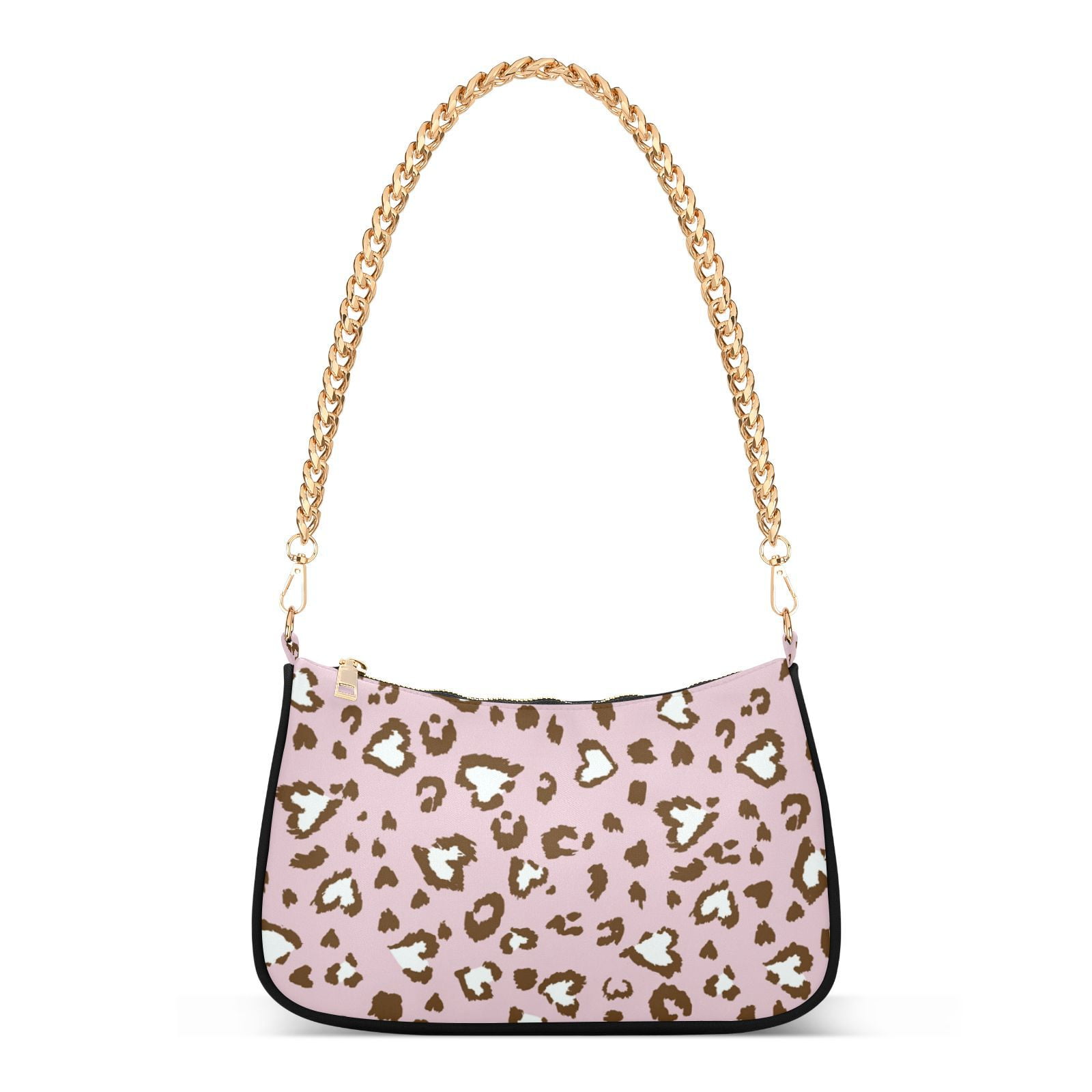ALAZA Pink Leopard Print Cheetah Jaguar Heart Shoulder Bag