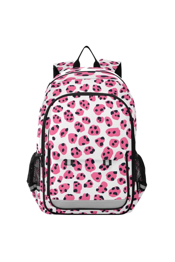 Pink Leopard Print Laptop Backpack Purse Travel Bag Casual School Bookbag Rucksack for Women Men