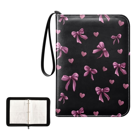 ALAZA Pink Purple Bows Trading Card Binder 4 Pocket Cards Collection Album 400 Folder Holder
