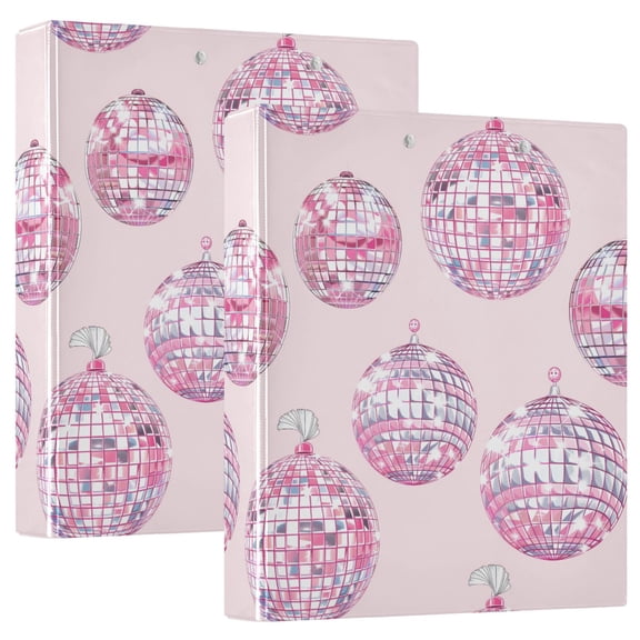 ALAZA Pink Sparkling Disco Balls Hardcover 3 Ring Binder 1.5" D-Rings with Interior Pockets Binders School 2 PCs