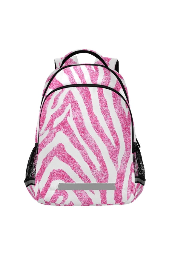 Pink Zebras Pattern Backpack Elementary School Bags Student Bookbag Travel Rucksack