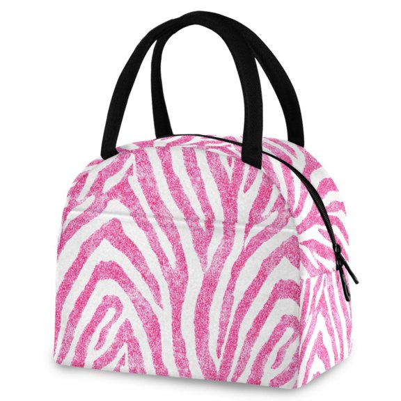 ALAZA Pink Zebras Pattern Insulated Lunch Box Reusable Cooler Tote Bag Work Office Picnic