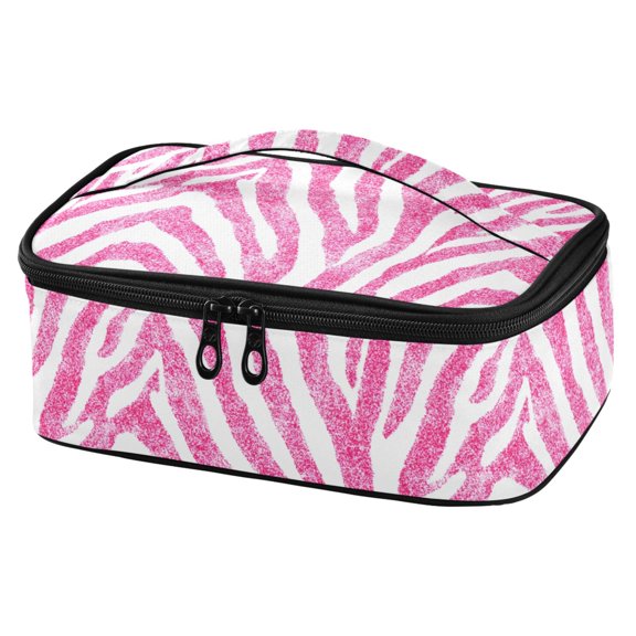 ALAZA Pink Zebras Pattern Lunch Box Insulated Cooler Tote Bag Reusable School Picnic Travel Office