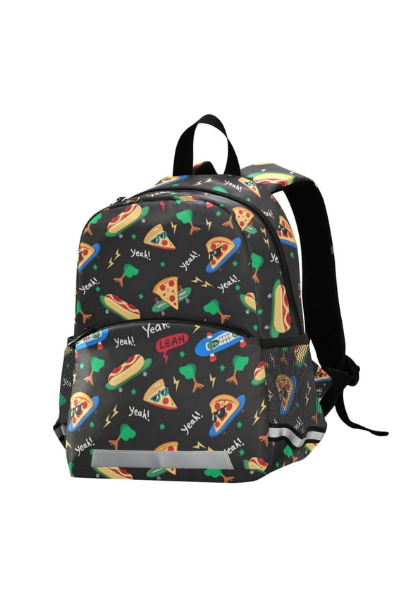 Pizza on Skateboard School Backpack Elementary Student Bookbag