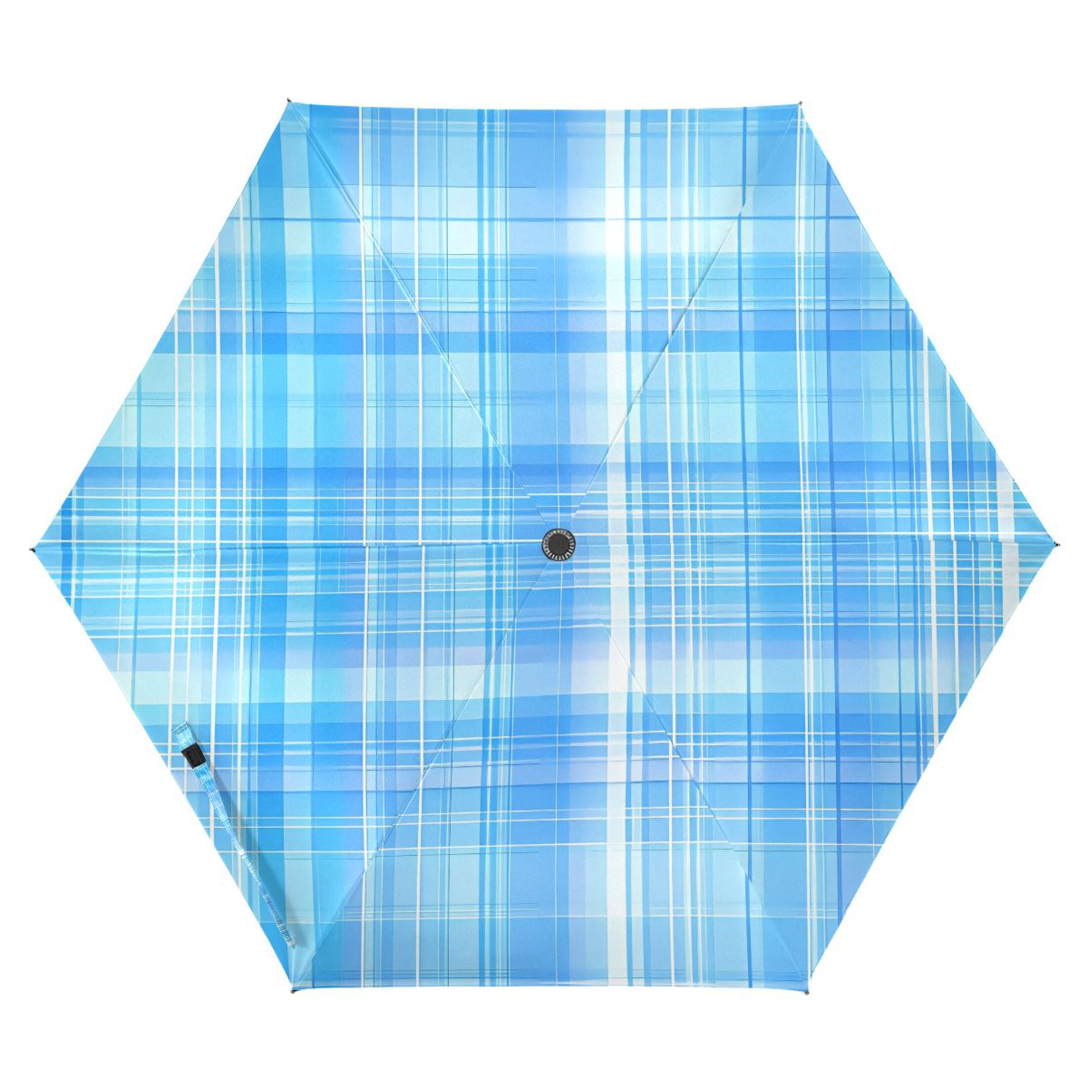 ALAZA Plaid Checkered Blue UPF 50+ Compact Folding Umbrella for Rain Travel Umbrella Packable