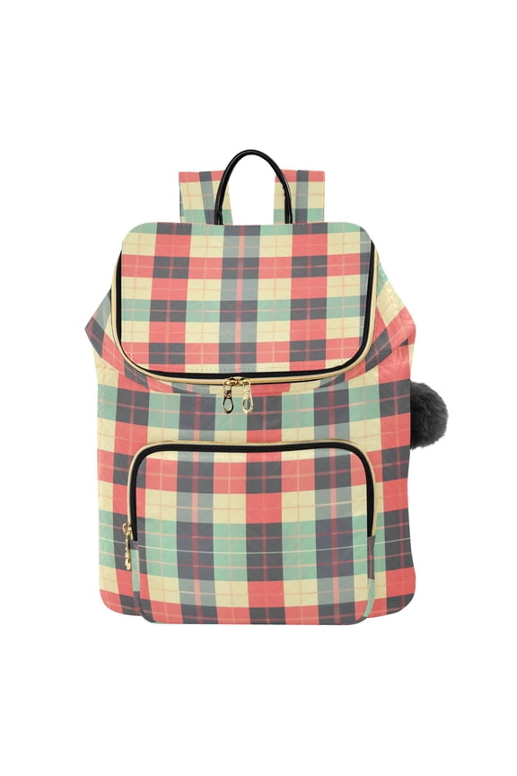 Plaid Grid Pattern Travel Backpack Laptop Bag Large Capacity Daypack