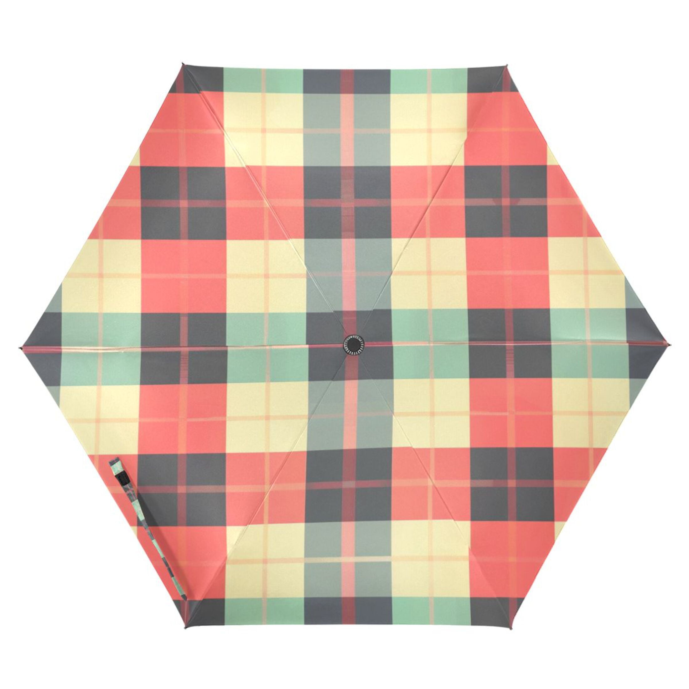 ALAZA Plaid Grid Pattern UPF 50+ Compact Folding Umbrella for Rain Travel Umbrella Packable