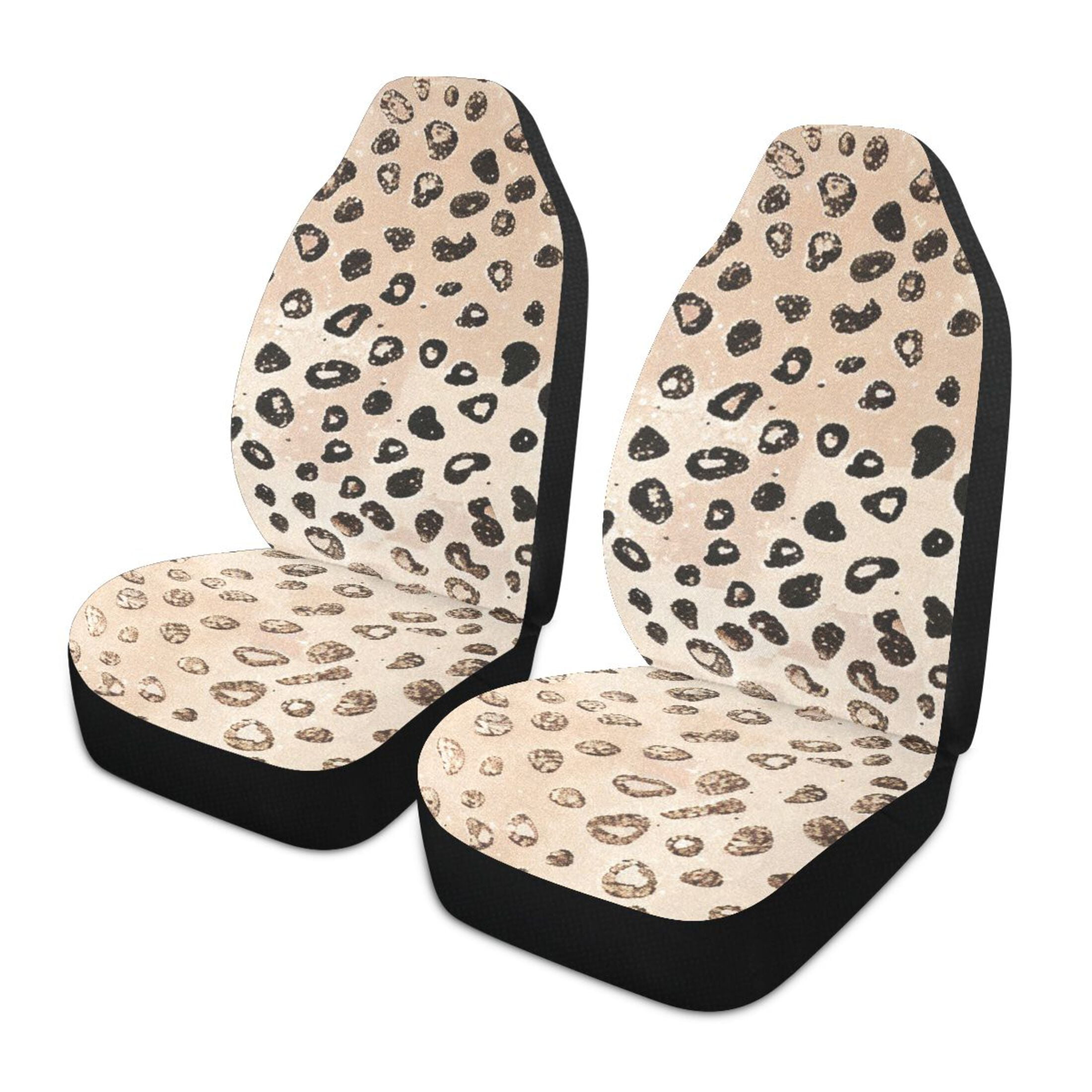 ALAZA Plain Cheetah Glitter Print Car Seat Covers 2 PCs Universal Auto Front Seats Interior Protector