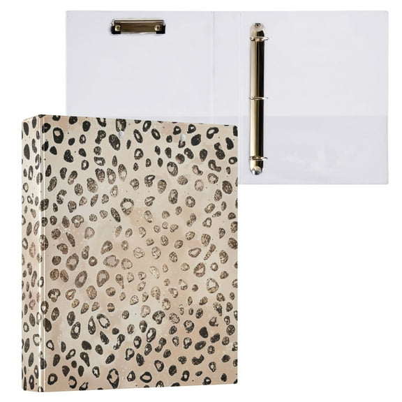 ALAZA Plain Cheetah Glitter Print Hardcover 3 Ring Binder 1.5" Round Rings Interior Pockets Binders Organizer 1 Pack